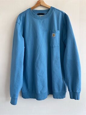 Carhartt Light Blue Crewneck Sweatshirt with Chest Pocket